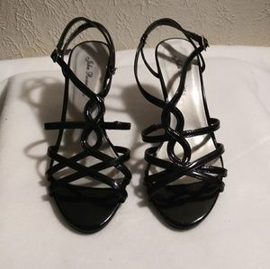 Open toe strappy heeled sandals